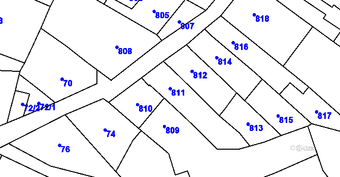 Parcela st. 811 v KÚ Moravské Bránice, Katastrální mapa