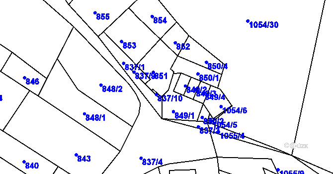 Parcela st. 849/5 v KÚ Moravské Bránice, Katastrální mapa