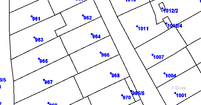 Parcela st. 966 v KÚ Moravské Bránice, Katastrální mapa