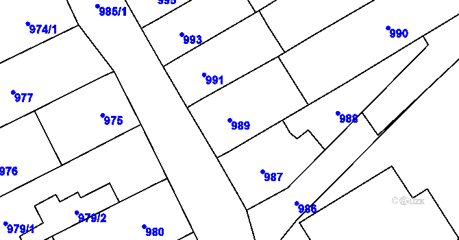 Parcela st. 989 v KÚ Moravské Bránice, Katastrální mapa