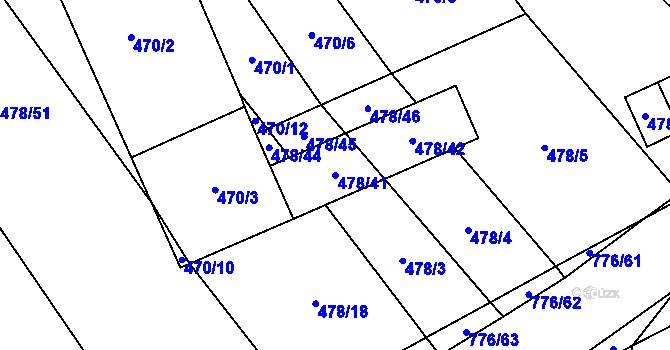Parcela st. 478/41 v KÚ Moravské Bránice, Katastrální mapa