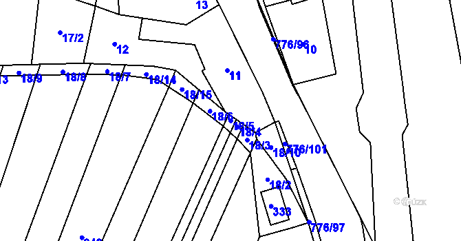 Parcela st. 18/5 v KÚ Moravské Bránice, Katastrální mapa