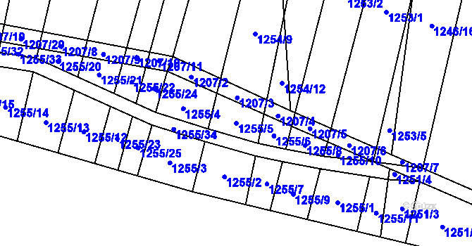 Parcela st. 1255/5 v KÚ Moravské Bránice, Katastrální mapa