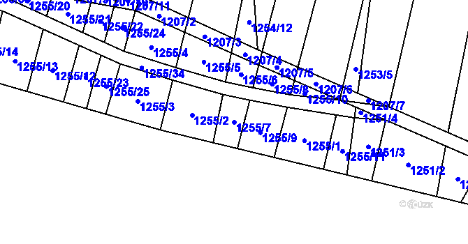 Parcela st. 1255/7 v KÚ Moravské Bránice, Katastrální mapa