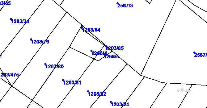 Parcela st. 1266/5 v KÚ Moravské Bránice, Katastrální mapa