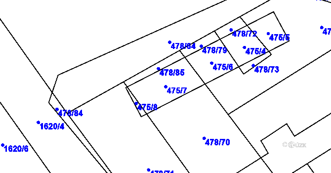 Parcela st. 475/7 v KÚ Moravské Bránice, Katastrální mapa