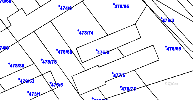 Parcela st. 476/6 v KÚ Moravské Bránice, Katastrální mapa