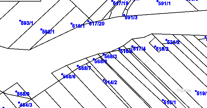 Parcela st. 568/3 v KÚ Moravské Bránice, Katastrální mapa