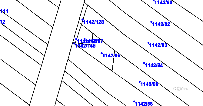 Parcela st. 1142/86 v KÚ Moravské Bránice, Katastrální mapa