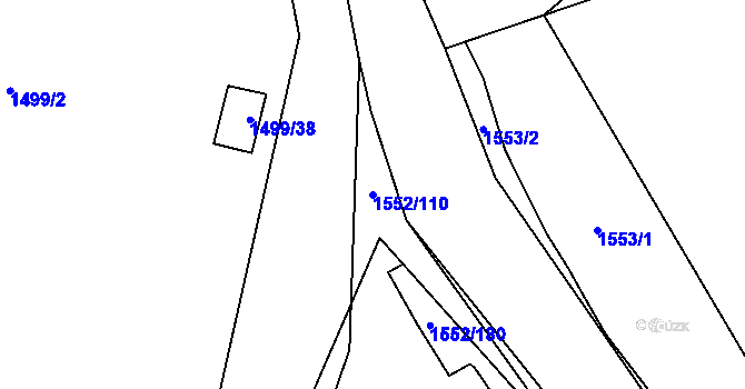 Parcela st. 1552/110 v KÚ Moravské Bránice, Katastrální mapa