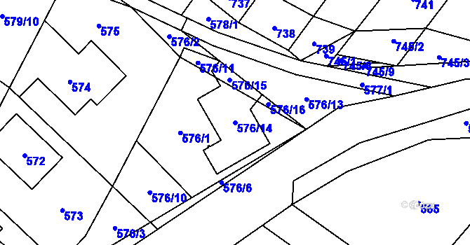 Parcela st. 576/14 v KÚ Moravské Bránice, Katastrální mapa