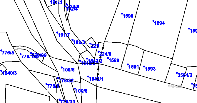 Parcela st. 224/6 v KÚ Moravské Bránice, Katastrální mapa