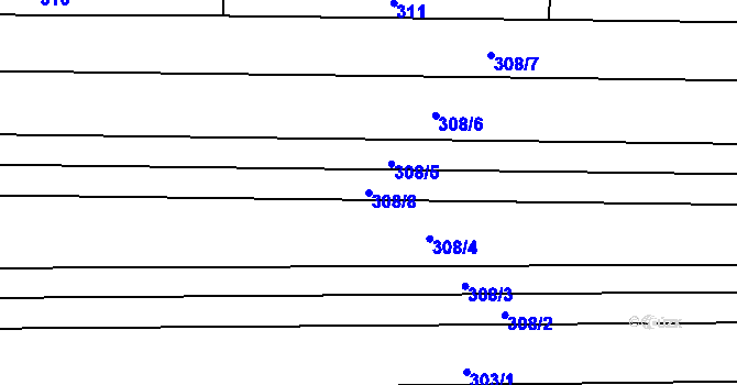 Parcela st. 308/8 v KÚ Moravské Bránice, Katastrální mapa
