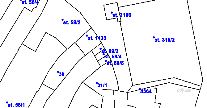 Parcela st. 59/4 v KÚ Moravské Budějovice, Katastrální mapa