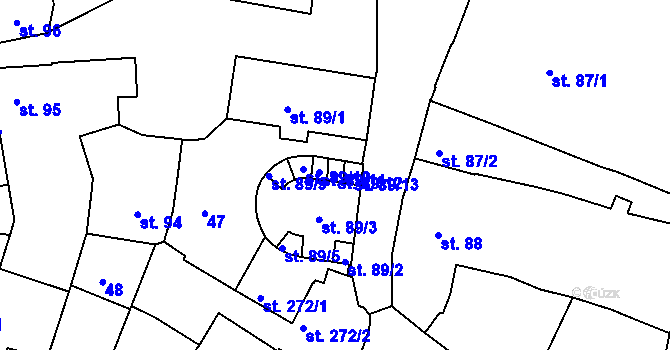 Parcela st. 89/12 v KÚ Moravské Budějovice, Katastrální mapa