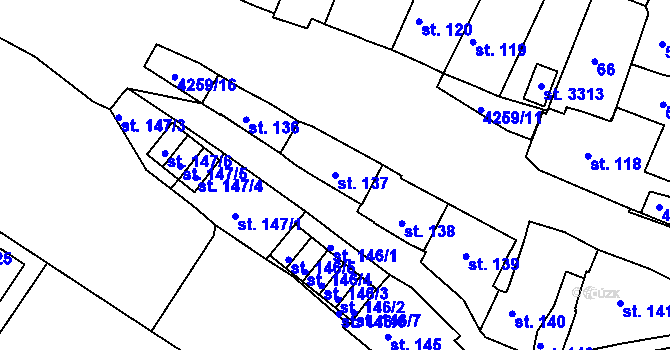 Parcela st. 137 v KÚ Moravské Budějovice, Katastrální mapa
