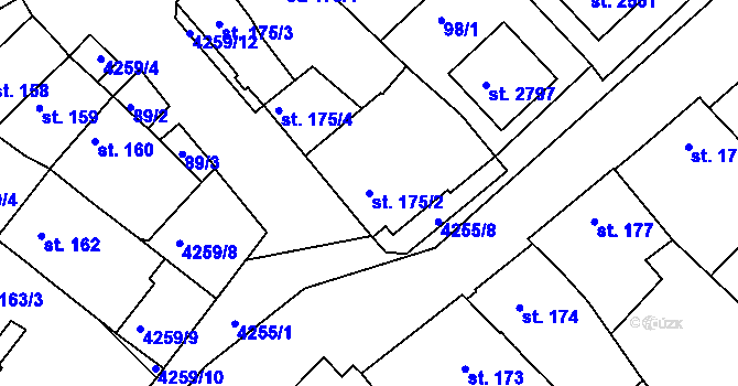 Parcela st. 175/2 v KÚ Moravské Budějovice, Katastrální mapa