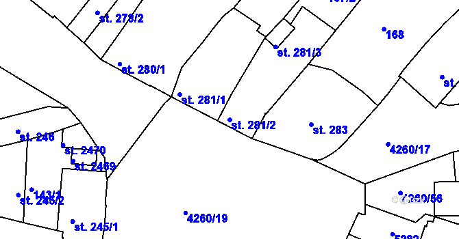 Parcela st. 281/2 v KÚ Moravské Budějovice, Katastrální mapa