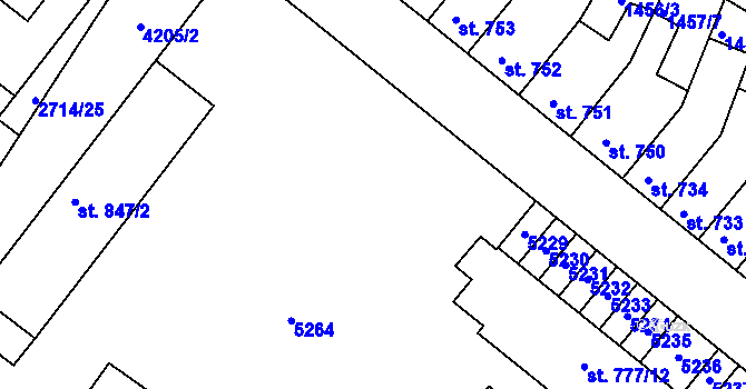 Parcela st. 777/1 v KÚ Moravské Budějovice, Katastrální mapa
