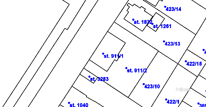 Parcela st. 911/1 v KÚ Moravské Budějovice, Katastrální mapa