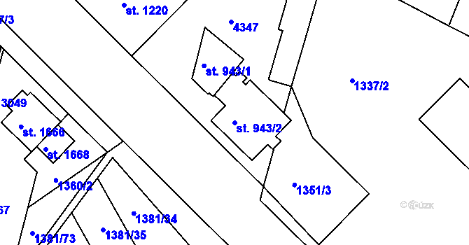 Parcela st. 943/2 v KÚ Moravské Budějovice, Katastrální mapa