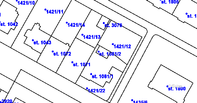 Parcela st. 1081/2 v KÚ Moravské Budějovice, Katastrální mapa