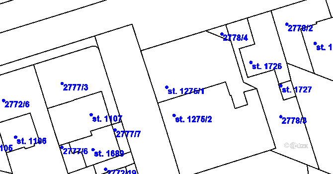 Parcela st. 1275/1 v KÚ Moravské Budějovice, Katastrální mapa