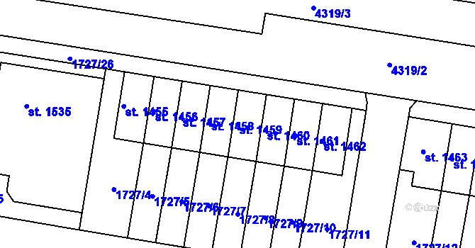 Parcela st. 1459 v KÚ Moravské Budějovice, Katastrální mapa