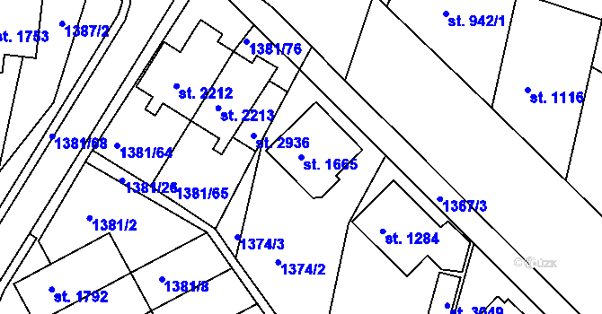 Parcela st. 1665 v KÚ Moravské Budějovice, Katastrální mapa