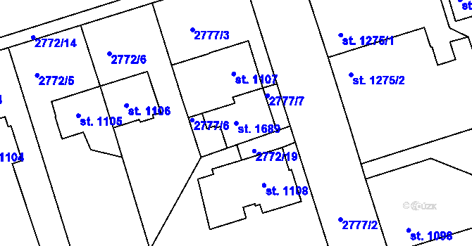 Parcela st. 1689 v KÚ Moravské Budějovice, Katastrální mapa