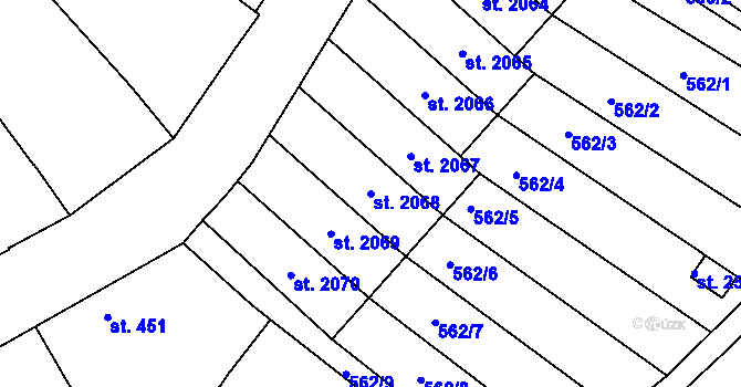 Parcela st. 2068 v KÚ Moravské Budějovice, Katastrální mapa