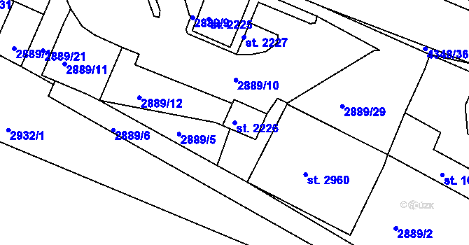 Parcela st. 2226 v KÚ Moravské Budějovice, Katastrální mapa