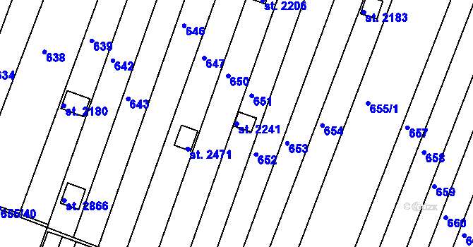 Parcela st. 2241 v KÚ Moravské Budějovice, Katastrální mapa