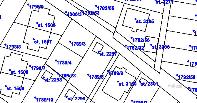 Parcela st. 2297 v KÚ Moravské Budějovice, Katastrální mapa