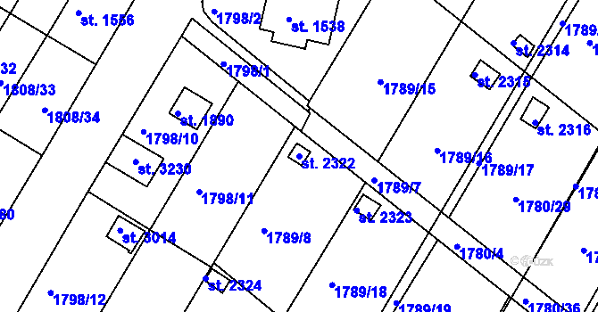 Parcela st. 2322 v KÚ Moravské Budějovice, Katastrální mapa