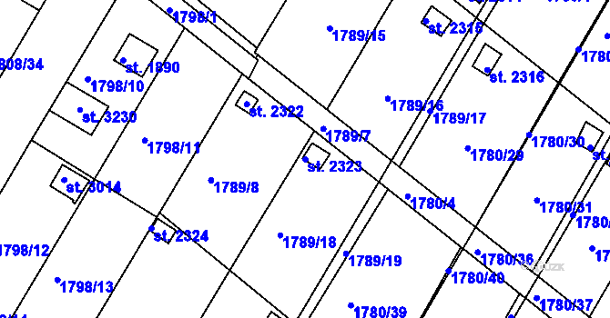 Parcela st. 2323 v KÚ Moravské Budějovice, Katastrální mapa