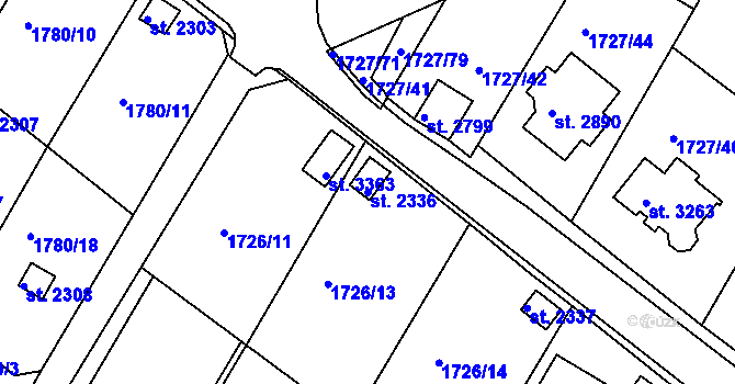 Parcela st. 2336 v KÚ Moravské Budějovice, Katastrální mapa