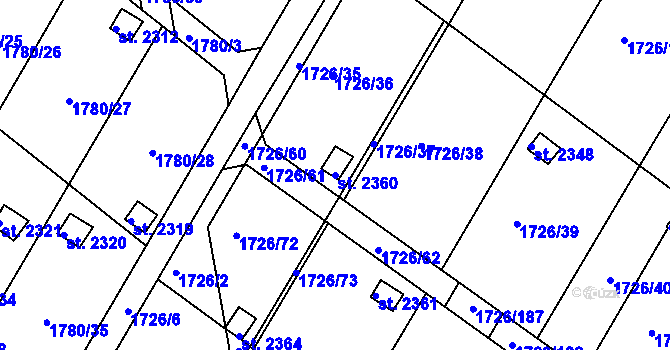 Parcela st. 2360 v KÚ Moravské Budějovice, Katastrální mapa