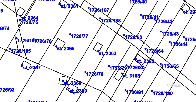 Parcela st. 2363 v KÚ Moravské Budějovice, Katastrální mapa