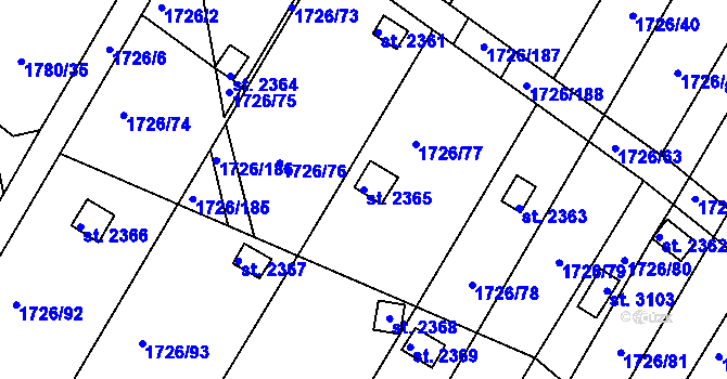 Parcela st. 2365 v KÚ Moravské Budějovice, Katastrální mapa