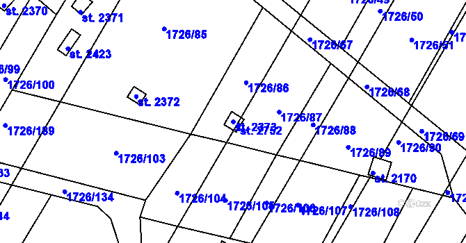 Parcela st. 2373 v KÚ Moravské Budějovice, Katastrální mapa