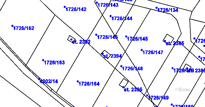 Parcela st. 2394 v KÚ Moravské Budějovice, Katastrální mapa