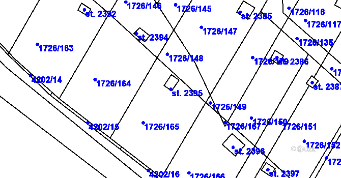 Parcela st. 2395 v KÚ Moravské Budějovice, Katastrální mapa