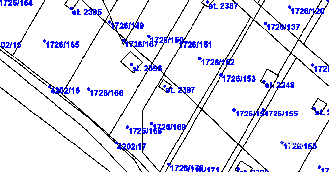 Parcela st. 2397 v KÚ Moravské Budějovice, Katastrální mapa