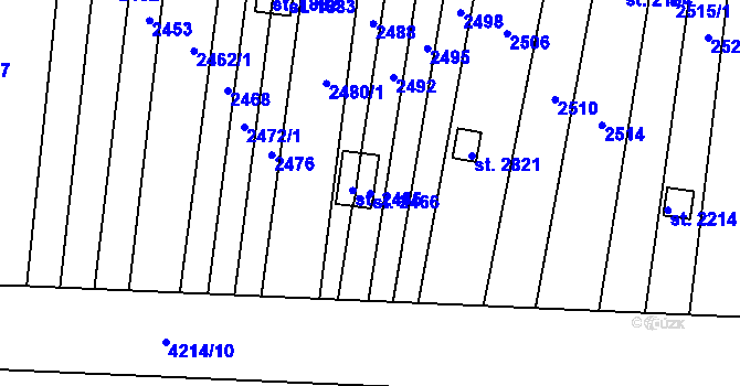 Parcela st. 2466 v KÚ Moravské Budějovice, Katastrální mapa