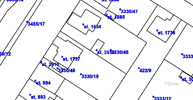 Parcela st. 2515 v KÚ Moravské Budějovice, Katastrální mapa