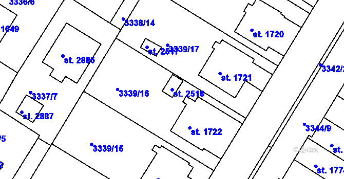 Parcela st. 2518 v KÚ Moravské Budějovice, Katastrální mapa