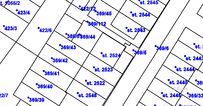 Parcela st. 2524 v KÚ Moravské Budějovice, Katastrální mapa