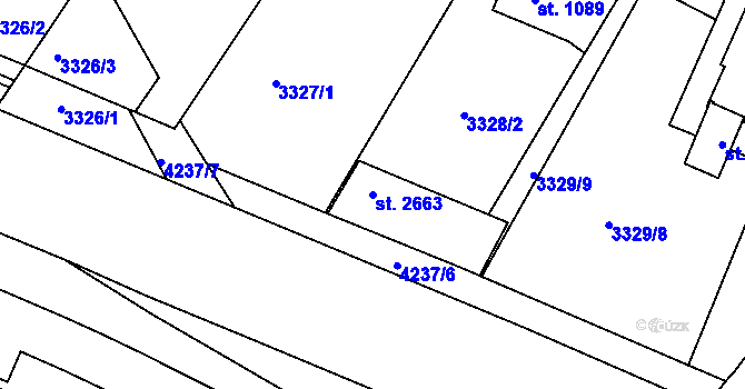 Parcela st. 2663 v KÚ Moravské Budějovice, Katastrální mapa