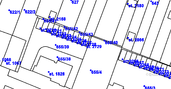Parcela st. 2729 v KÚ Moravské Budějovice, Katastrální mapa